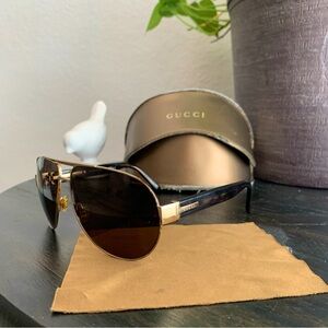 Gucci Tortoise Aviators Sunglasses